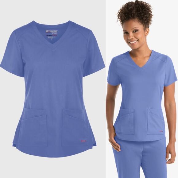 Grey's Anatomy by Barco Spandex Stretch Emma Women's 4-Pocket V-Neck Scrub Top - Picture 1 of 6